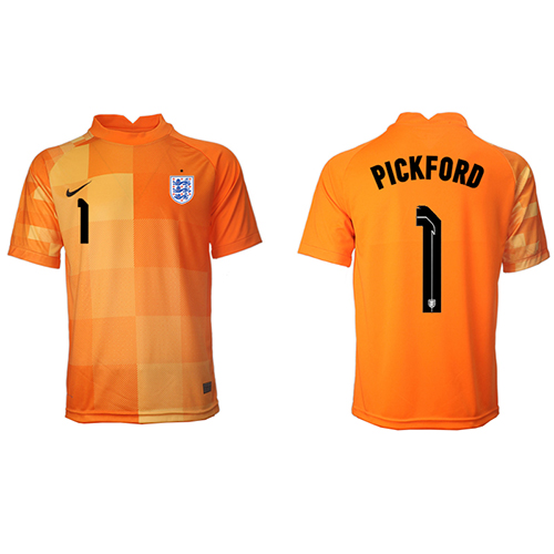 Camiseta Inglaterra Jordan Pickford #1 Portero Visitante Equipación Mundial 2022 manga corta